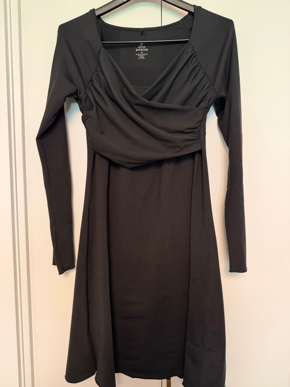 Prana Nadia Black Long-Sleeve Wrap-Style Dress - M